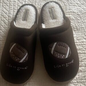 Life Is Good Men’s Brown Football Slippers